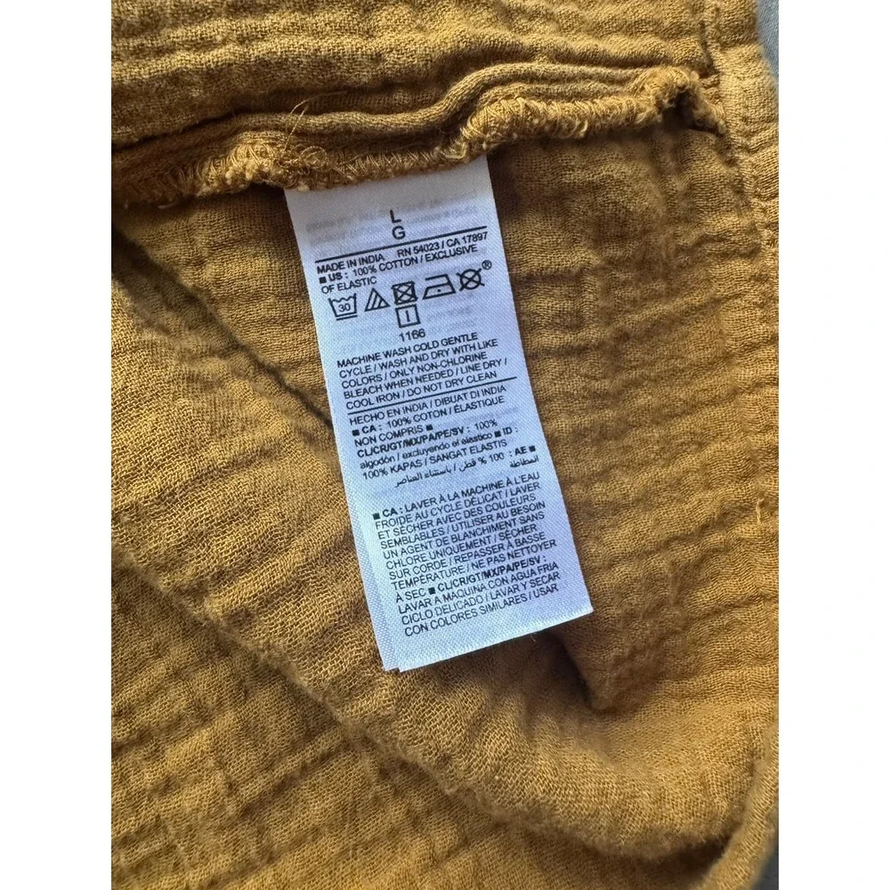 Old Navy 100% Cotton Gauze Peasant‎ Top Gold Mustard Off Shoulder Boho L